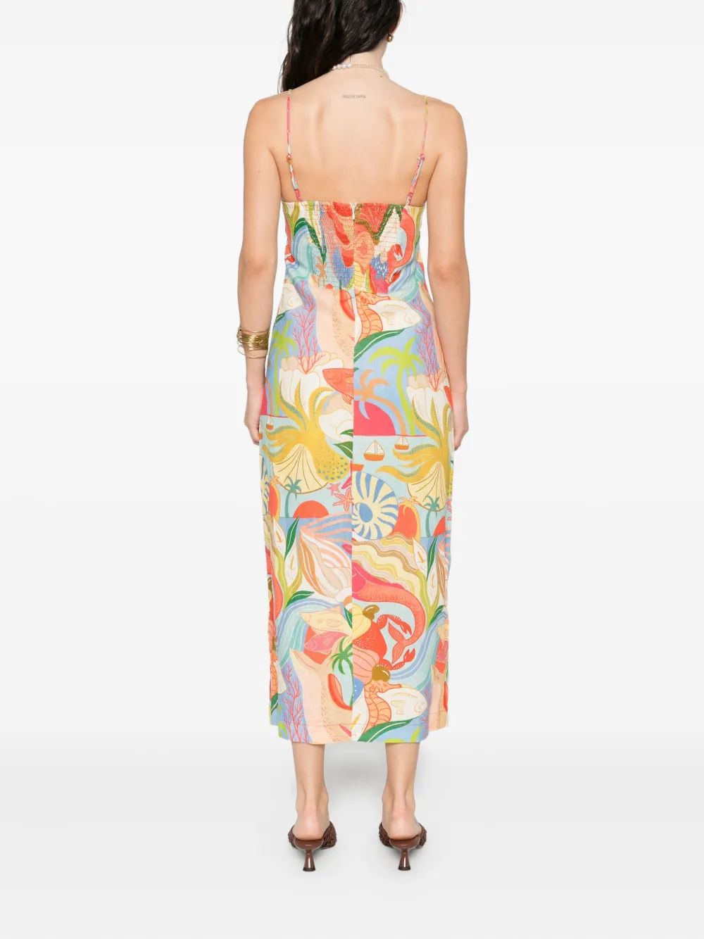 FARM Rio graphic-print midi dress Roze