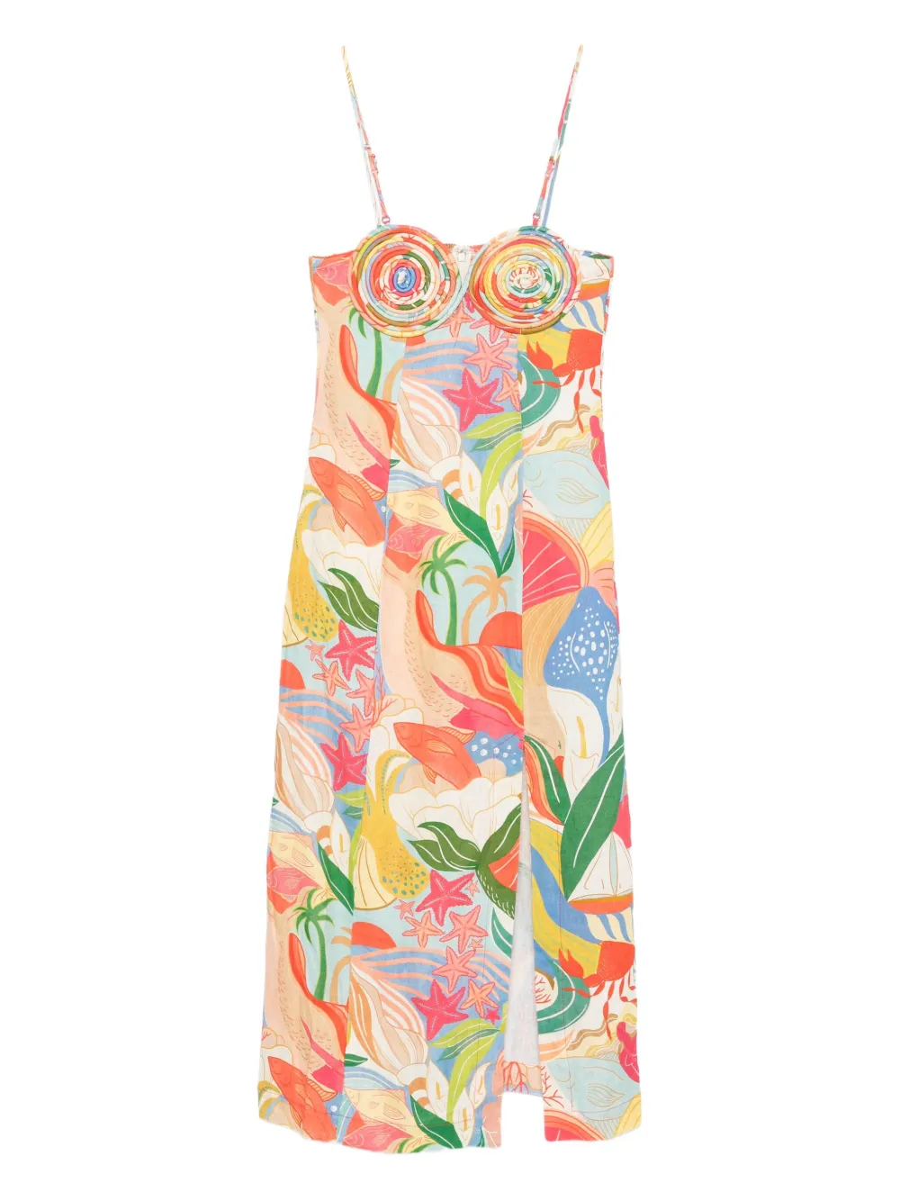 FARM Rio graphic-print midi dress Roze