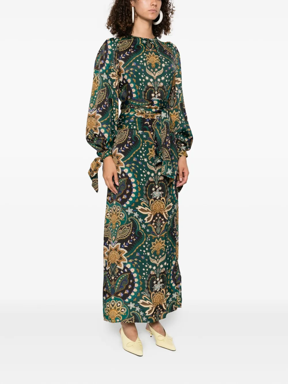 Farm Rio Printed Maxi Dress In Burgundy