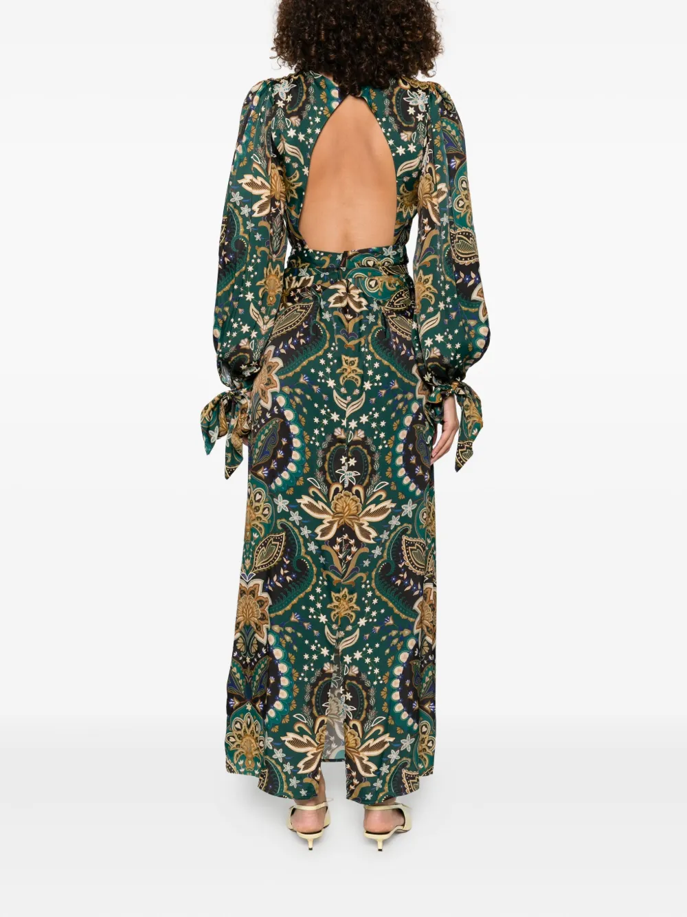 Farm Rio Printed Maxi Dress In Burgundy