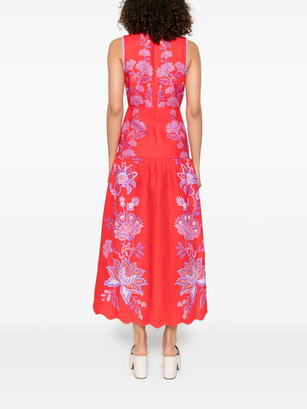 FARM Rio Porcelain Garden midi-jurk Rood