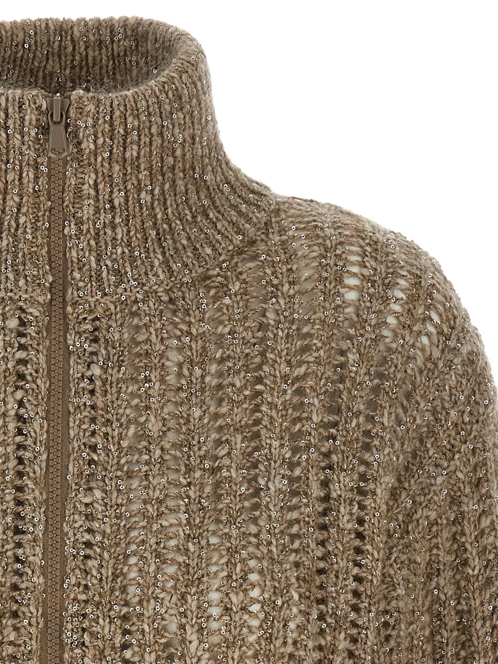 Brunello Cucinelli Vest met hoge hals Beige