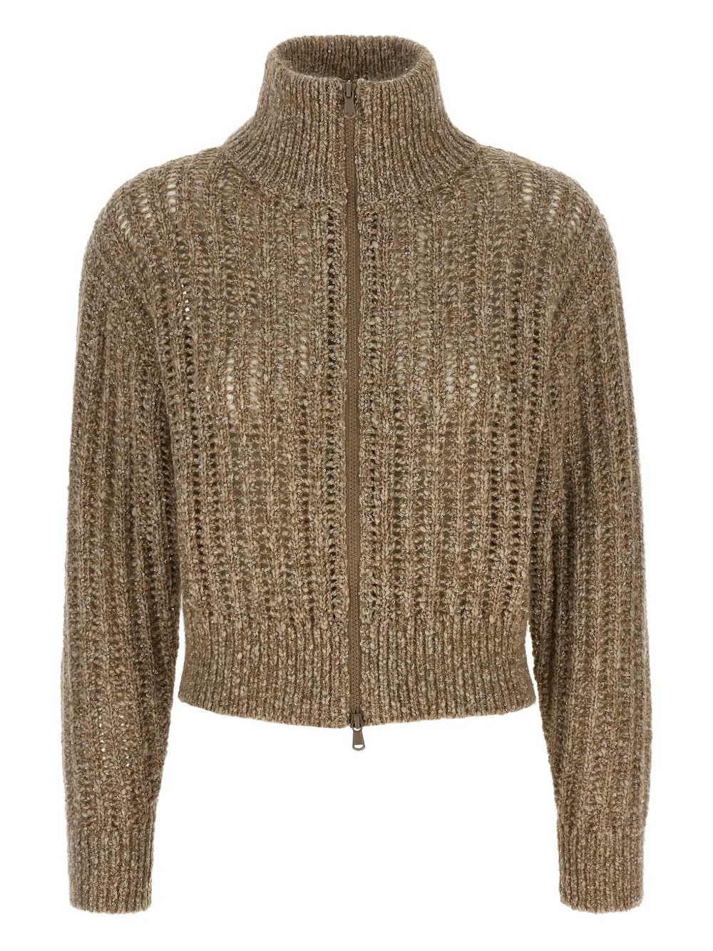 Brunello Cucinelli Vest met hoge hals Beige