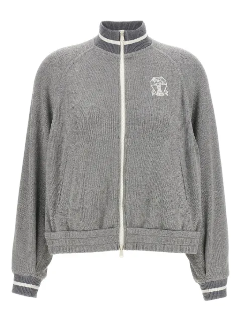 Brunello Cucinelli ribbed-collar zip-up cardigan