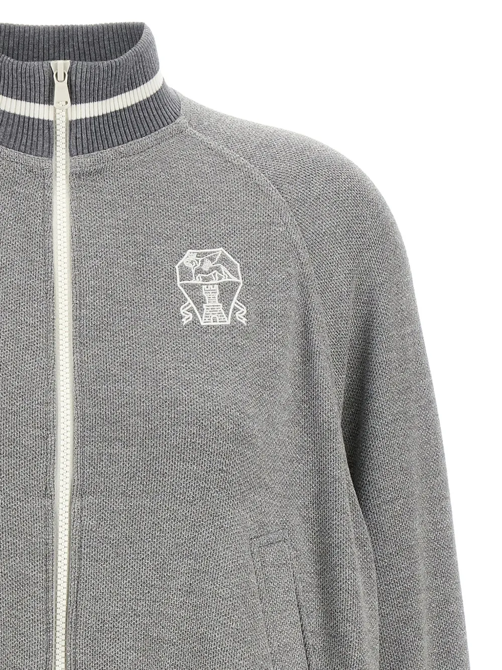 Brunello Cucinelli Vest met geribbelde kraag en rits Zilver