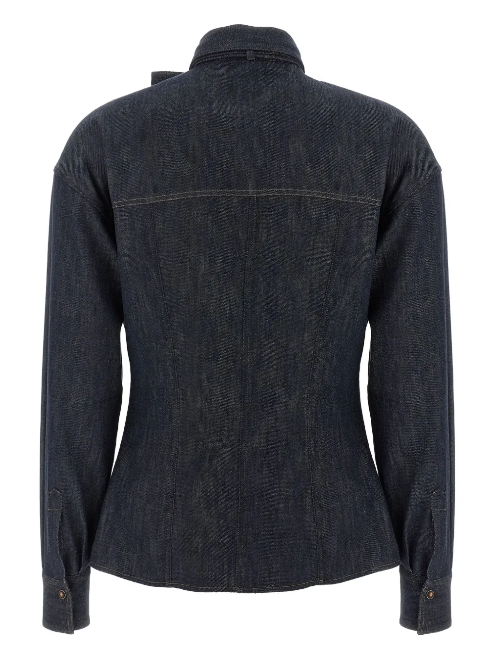 Brunello Cucinelli Denim blouse met vlinderstrik Blauw