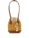 Self-Portrait woven basket bag - Brown