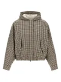 Brunello Cucinelli Shiny Zipper Pull check-print jacket - Neutrals