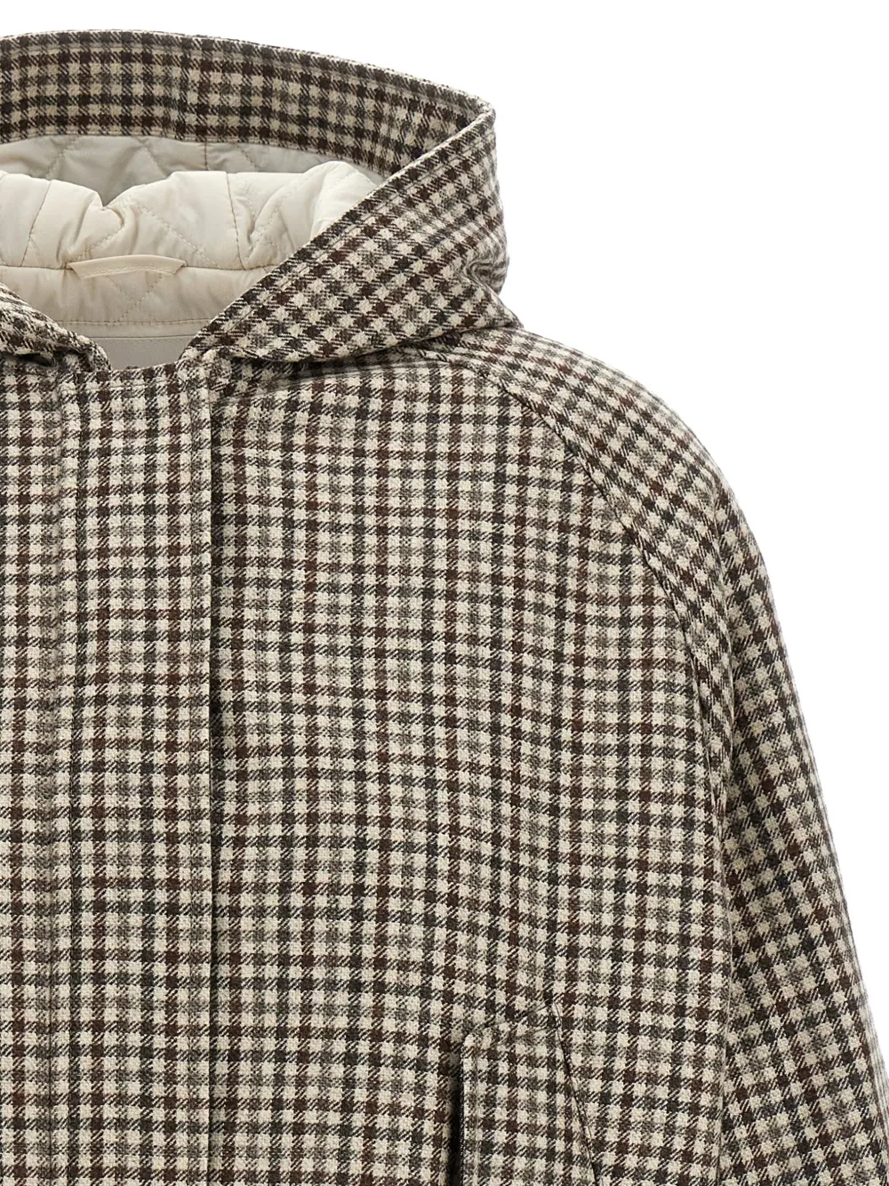 Brunello Cucinelli Glanzend geruit jack met rits Beige
