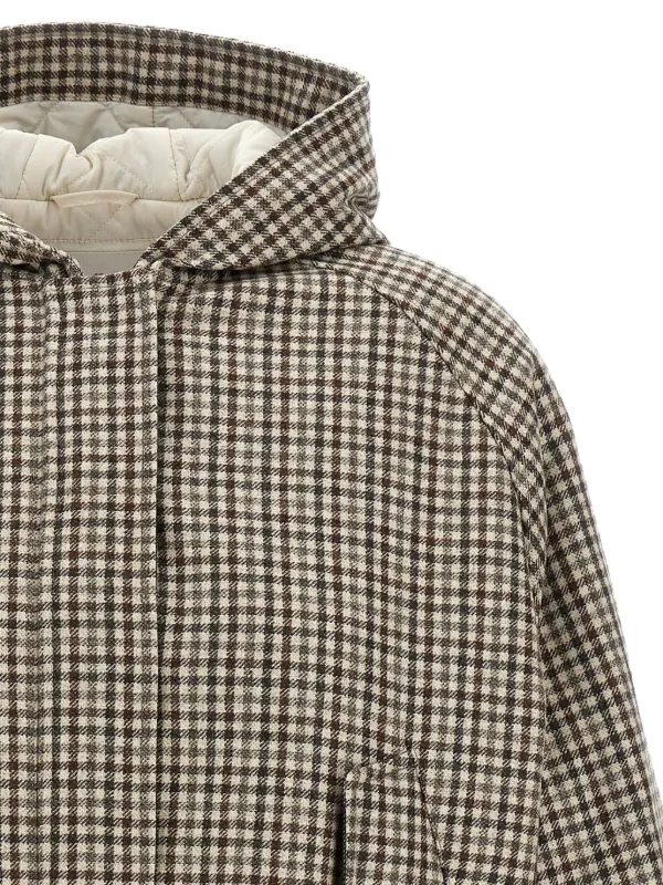 ブルゾン BRUNELLO CUCINELLI 'Shiny Zipper Pull' check jacket Brunello Cucinelli Shiny Zipper Pull check-print Jacket