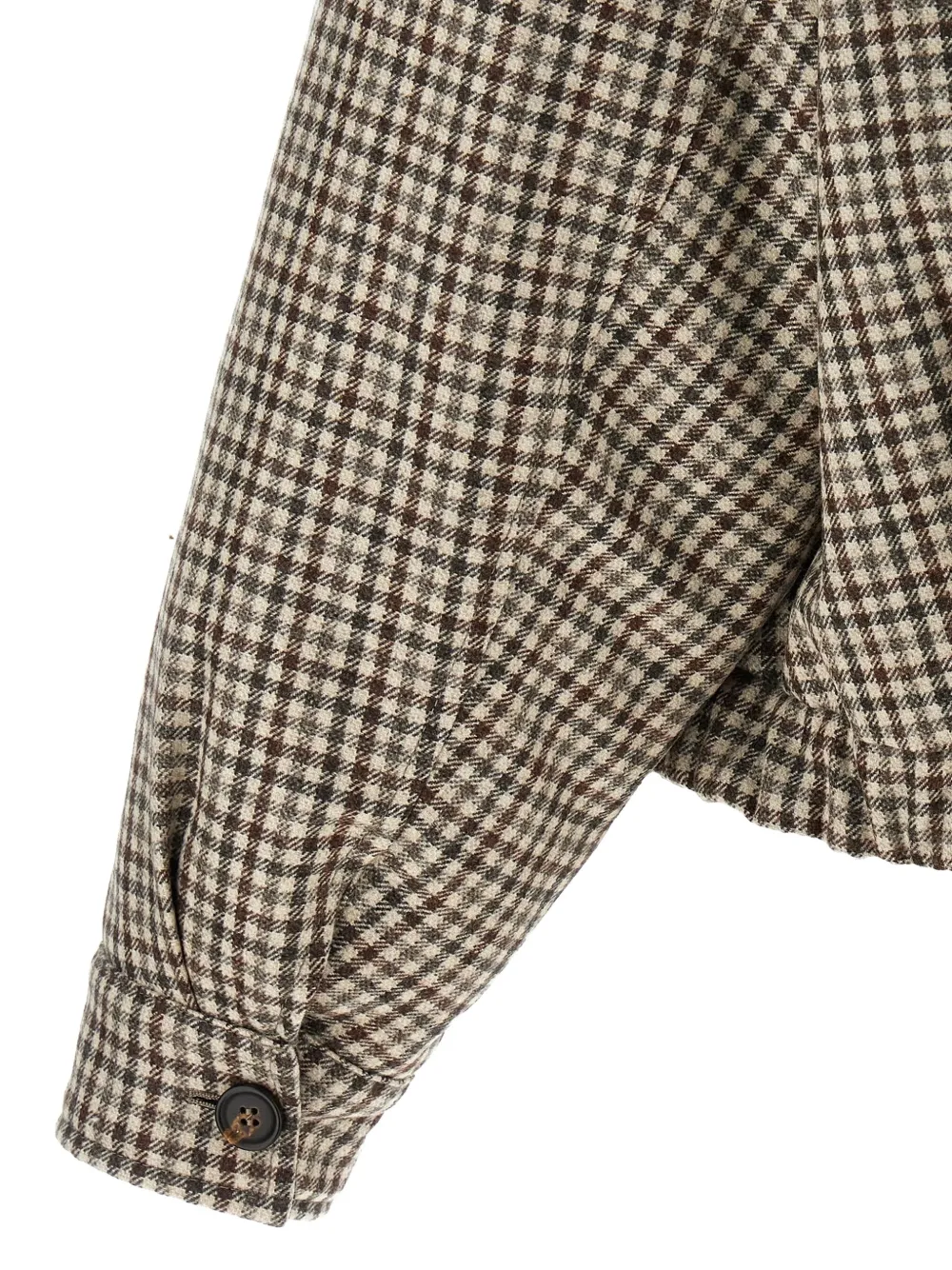 Brunello Cucinelli Glanzend geruit jack met rits Beige