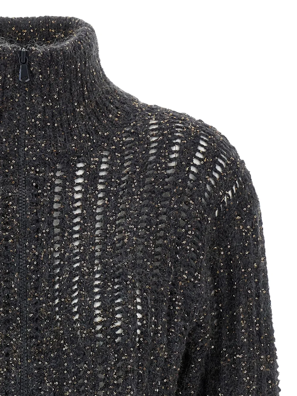 Brunello Cucinelli Vest met lurex-detail en rits Zwart
