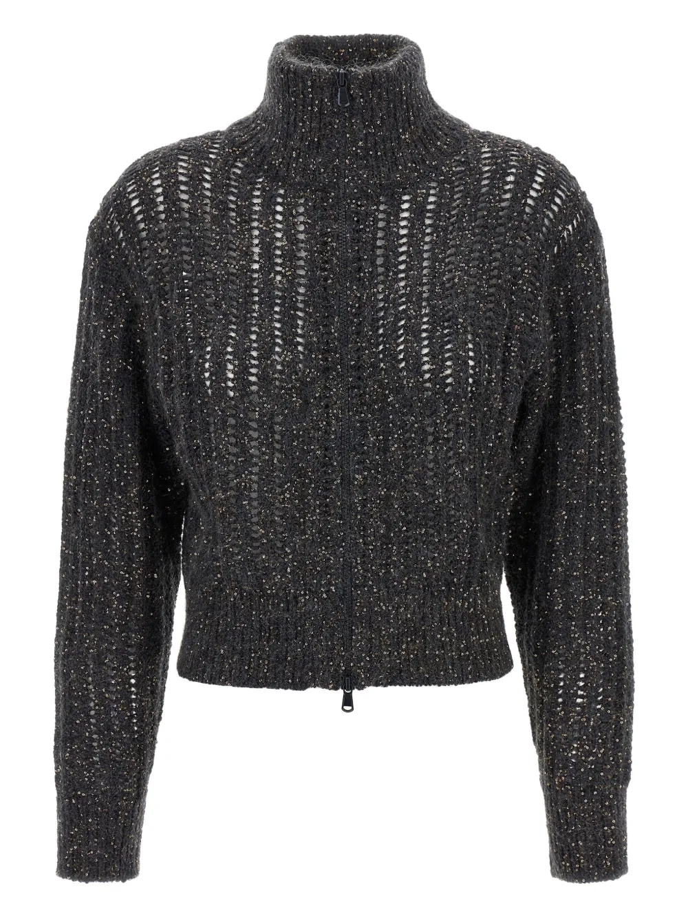 Brunello Cucinelli Vest met lurex-detail en rits Zwart