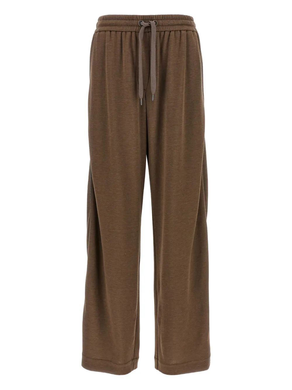 Brunello Cucinelli Broek met wijde pijpen en trekkoord Bruin