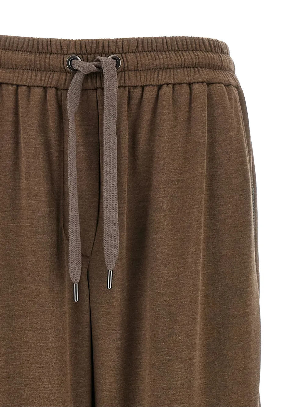 Brunello Cucinelli Broek met wijde pijpen en trekkoord Bruin