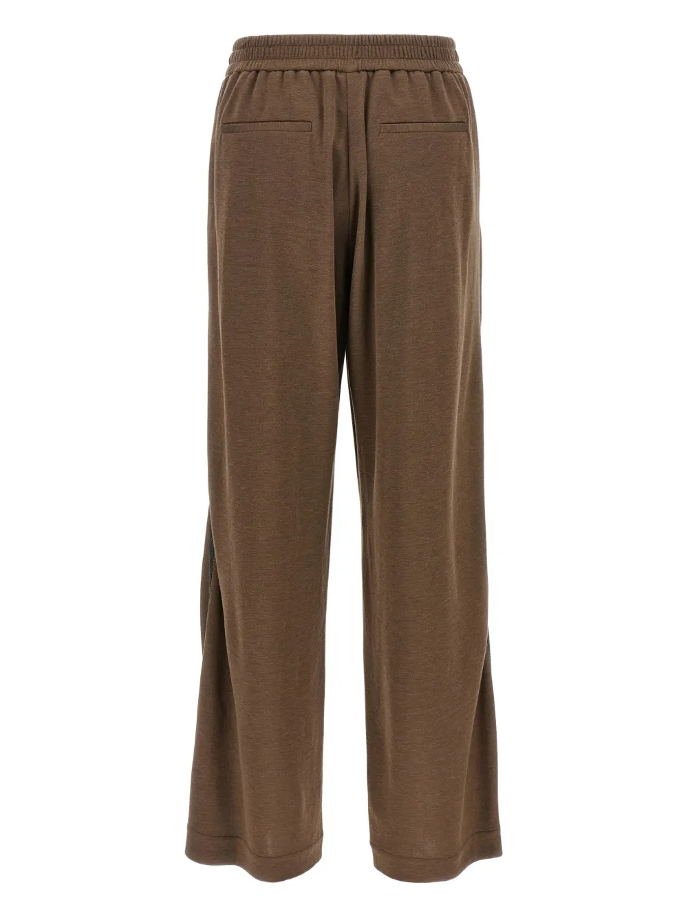 Brunello Cucinelli Broek met wijde pijpen en trekkoord Bruin