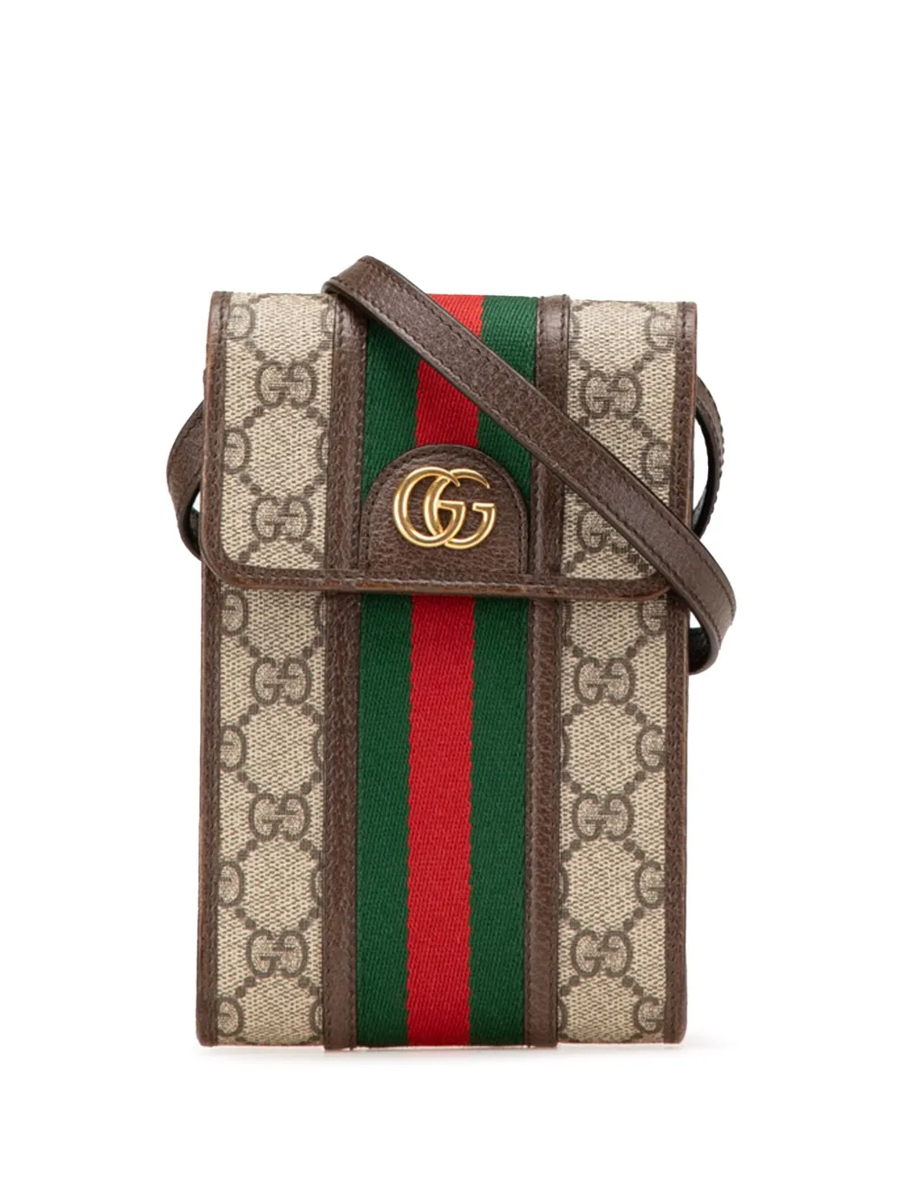 Gucci Pre-Owned 2016-2025 ミニ GGスプリーム ウェブ オフィディア ショルダーバッグ - ブラウン Gucci Pre-Owned 2016-2025 ミニ GGスプリーム ウェブ オフィディア ショルダーバッグ - ブラウン