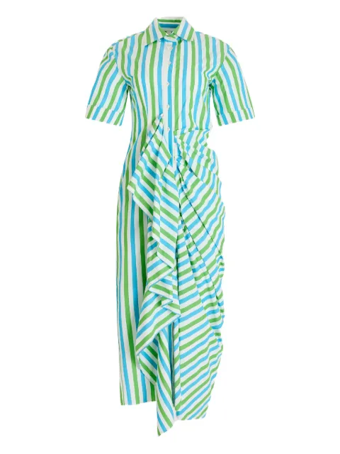 Rosie Assoulin gathered-ruffle striped midi shirt dress