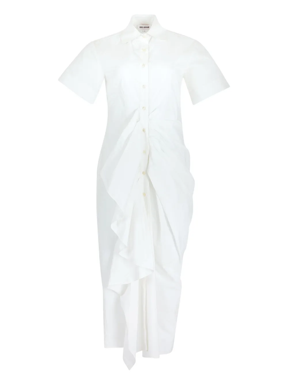Rosie Assoulin gathered ruffled shirt midi day dress - ホワイト Rosie Assoulin gathered ruffled shirt midi day dress - ホワイト