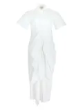 Rosie Assoulin gathered ruffled shirt midi day dress - White