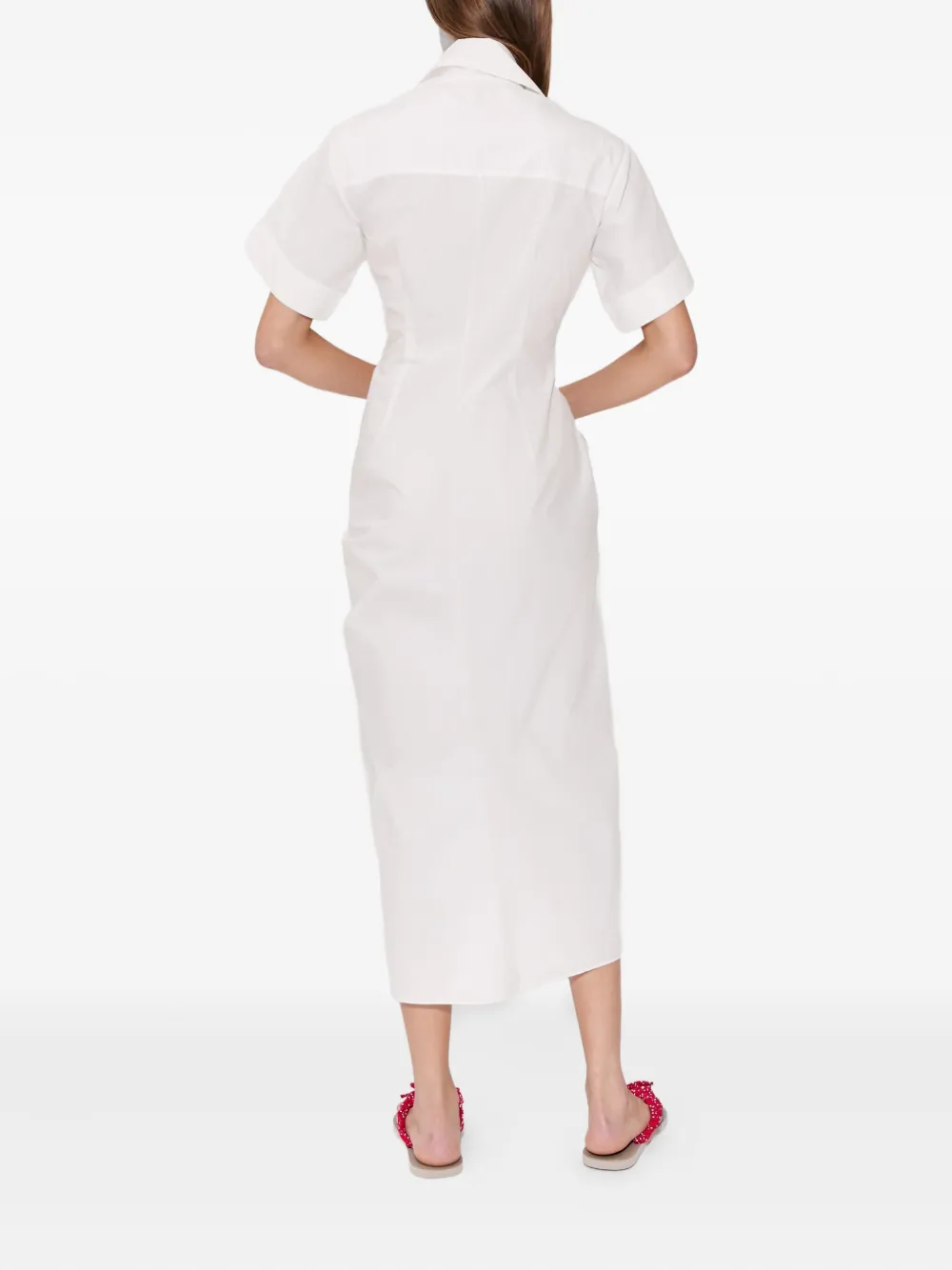 Rosie Assoulin Gesmockte midi-blousejurk met ruches Wit