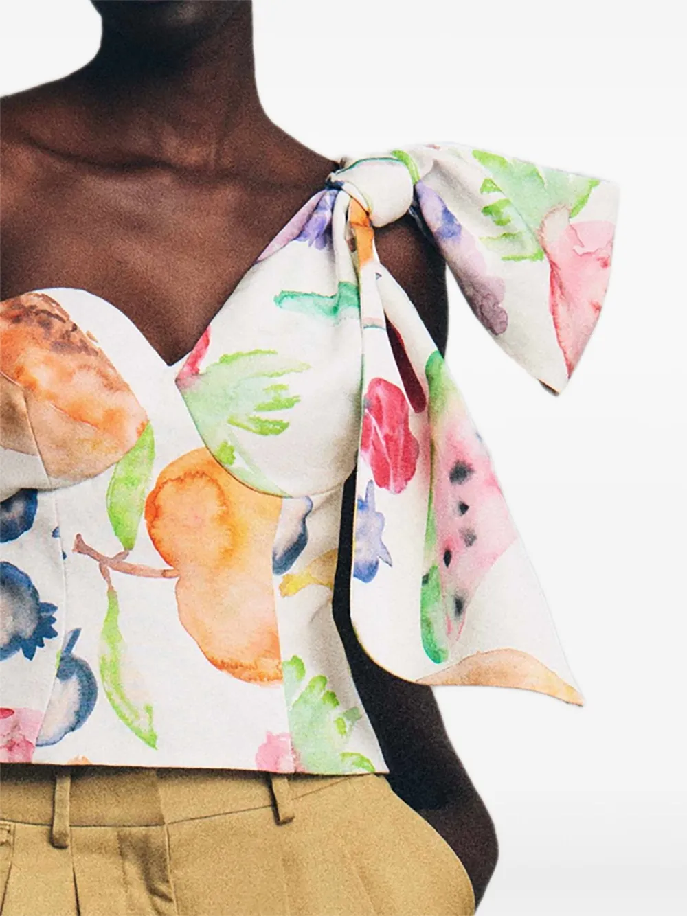 Rosie Assoulin Fruit-print Bow Top In White