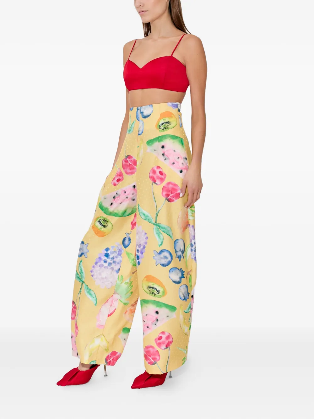 Rosie Assoulin Broek met fruitprint Geel