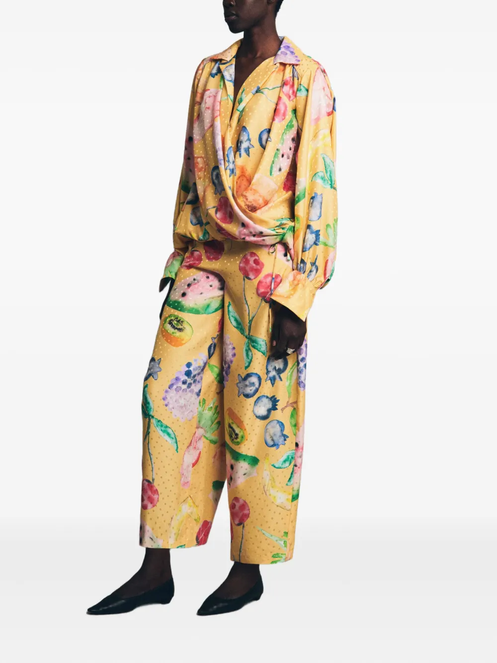 Rosie Assoulin Broek met fruitprint - Geel