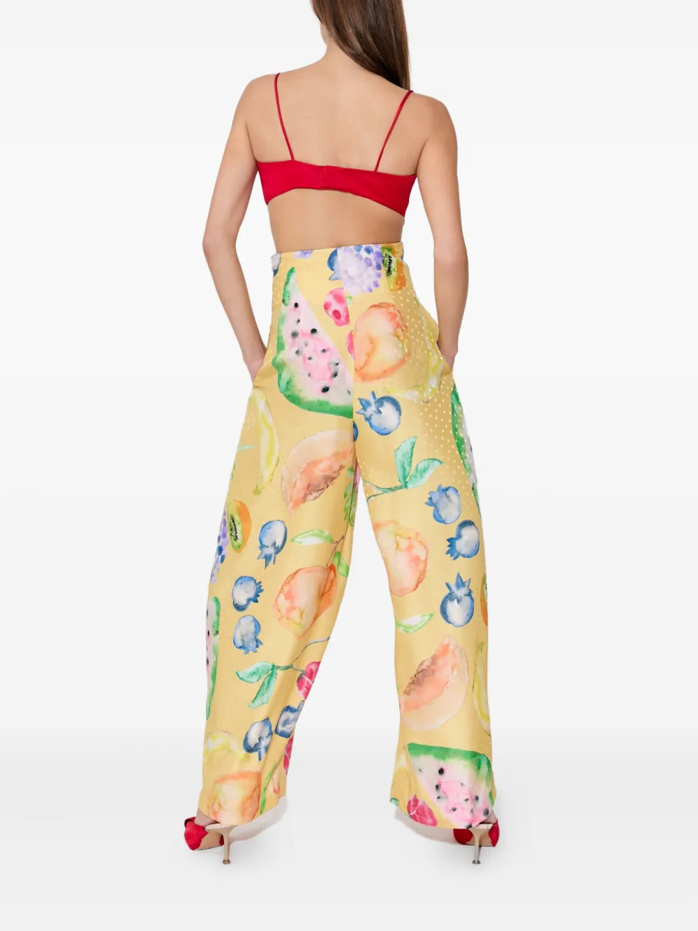 Rosie Assoulin Broek met fruitprint Geel