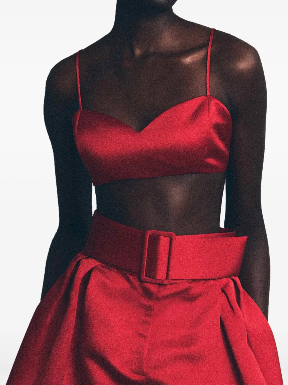 Rosie Assoulin Duchess Satin Crop Top In Red