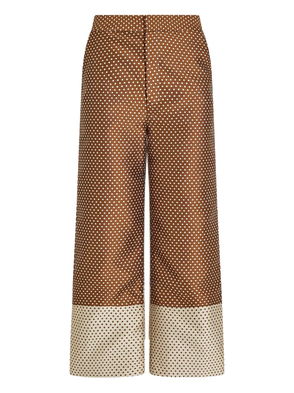 polka-dot jacquard trousers