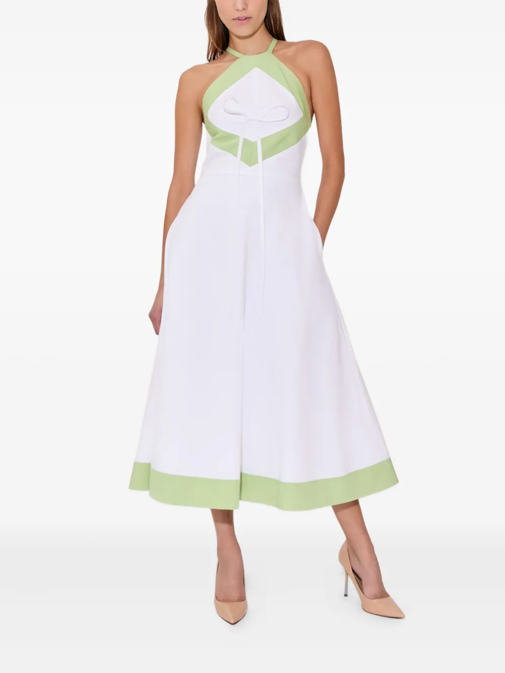 Rosie Assoulin Halter-neck Paneled Midi Day Dress In Multi