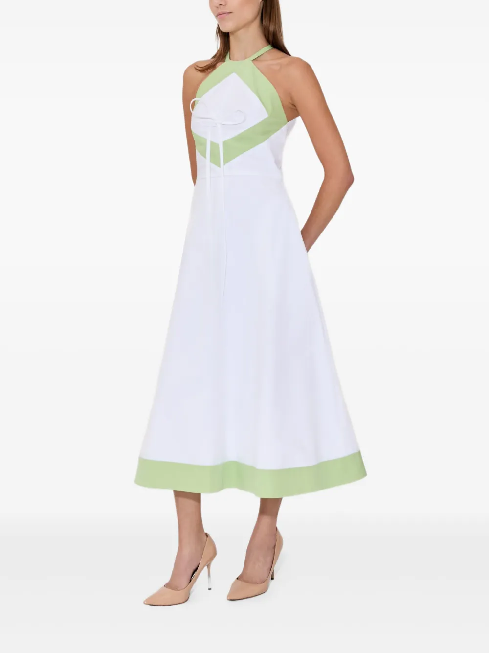 Rosie Assoulin Halter-neck Paneled Midi Day Dress In Multi