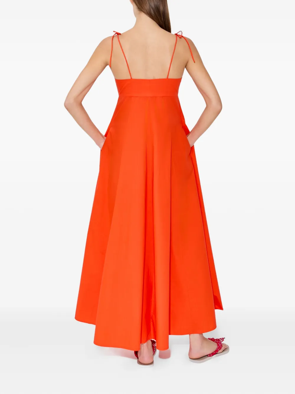 Rosie Assoulin Button-front Tie-strap Maxi Dress In Orange