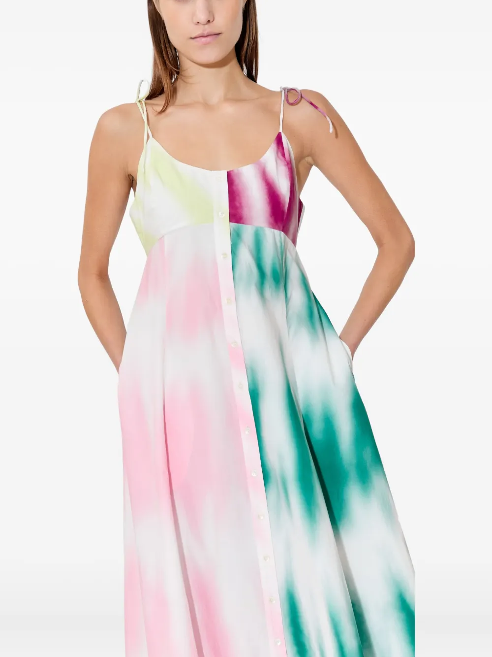 Rosie Assoulin High Garden tie-dye buttoned dress - Green