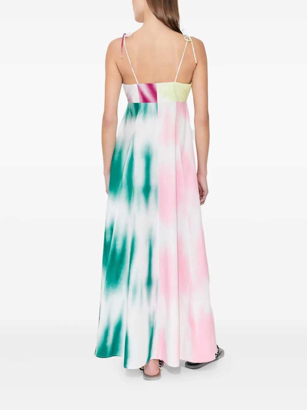 Rosie Assoulin High Garden jurk met tie-dye print en knopen Groen