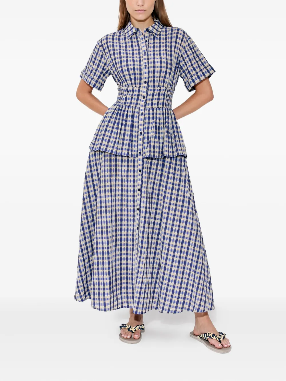 Rosie Assoulin Boogie Woogie Bugle Boy maxi-blousejurk Blauw