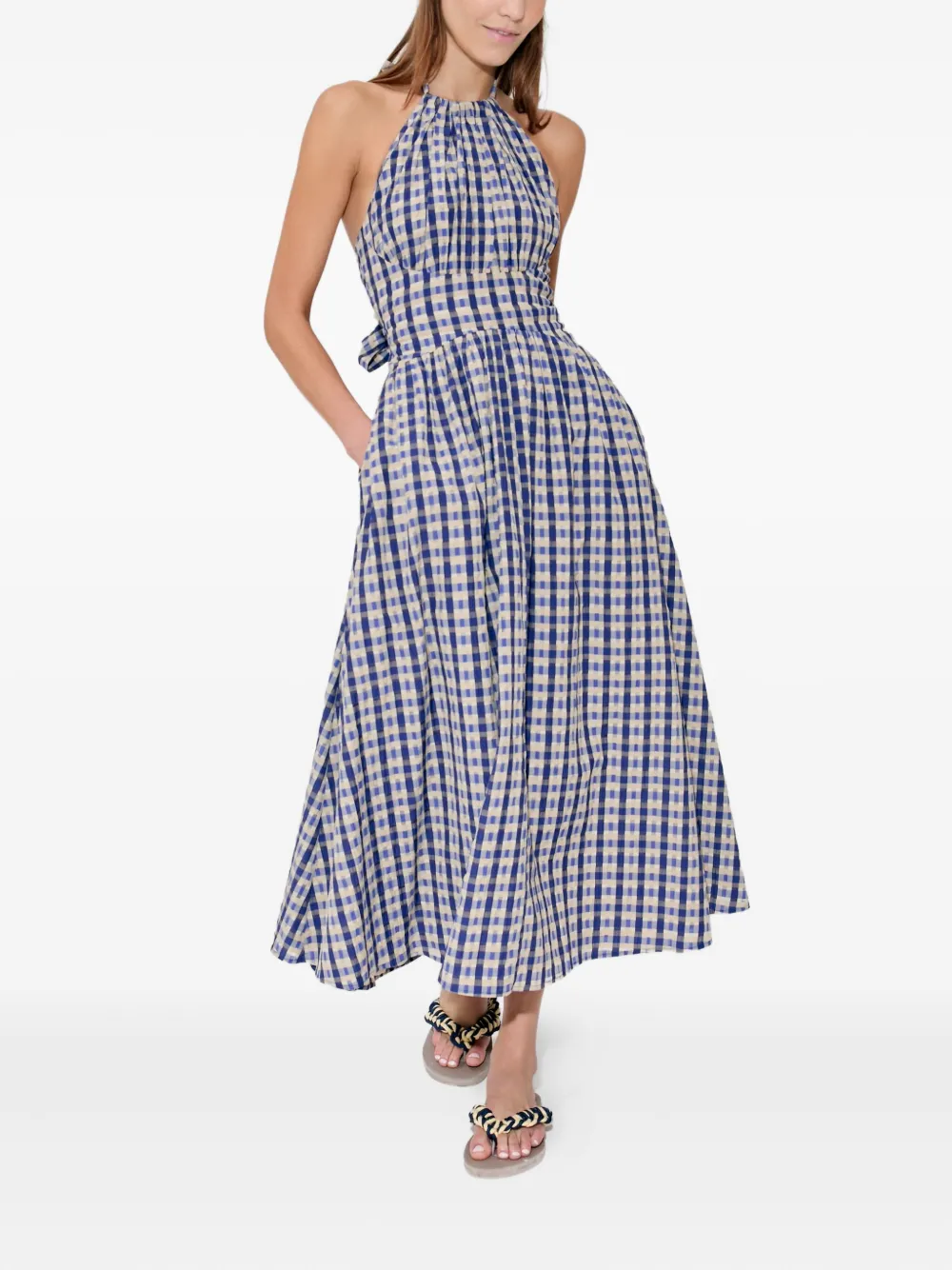 Rosie Assoulin Geruite midi-jurk Blauw