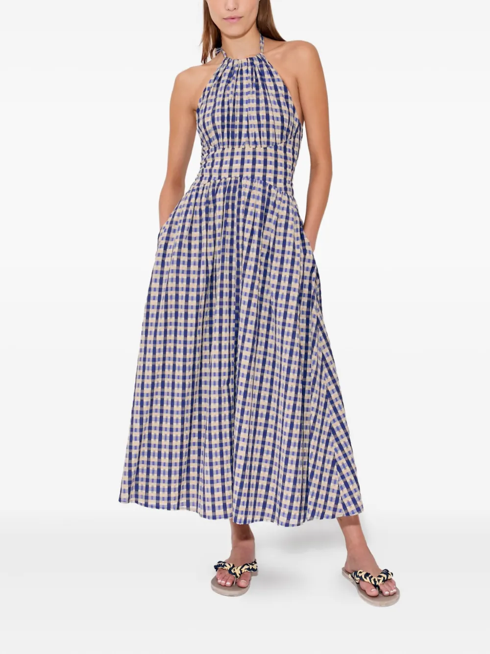 Rosie Assoulin Geruite midi-jurk Blauw
