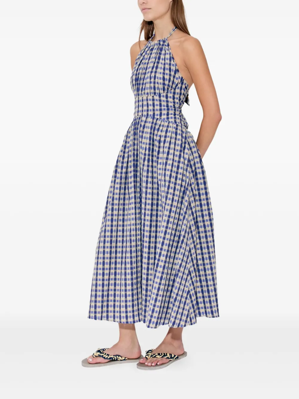 Rosie Assoulin Geruite midi-jurk Blauw
