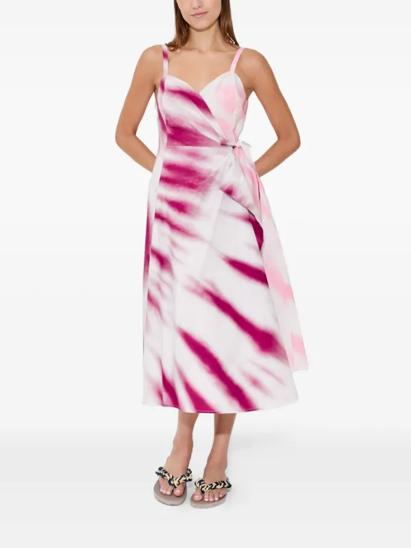 knee length dresses for ladies Shop Pink Tie-Dye Bodycon Midi Dress - for Women | OUTZIDR main image 1