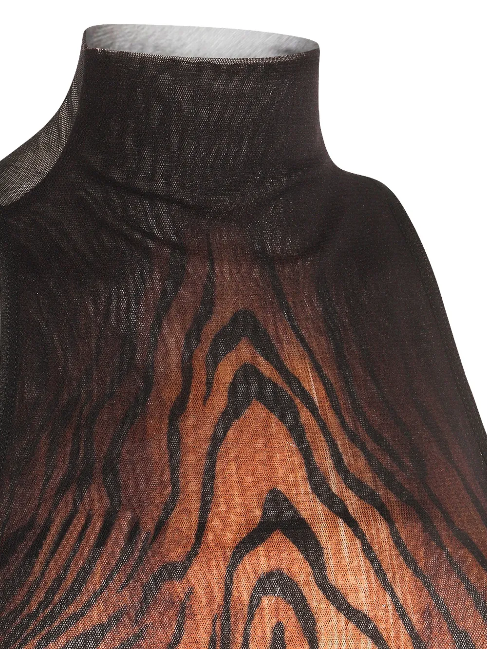 Jean Paul Gaultier high-neck wood-print dress Zwart