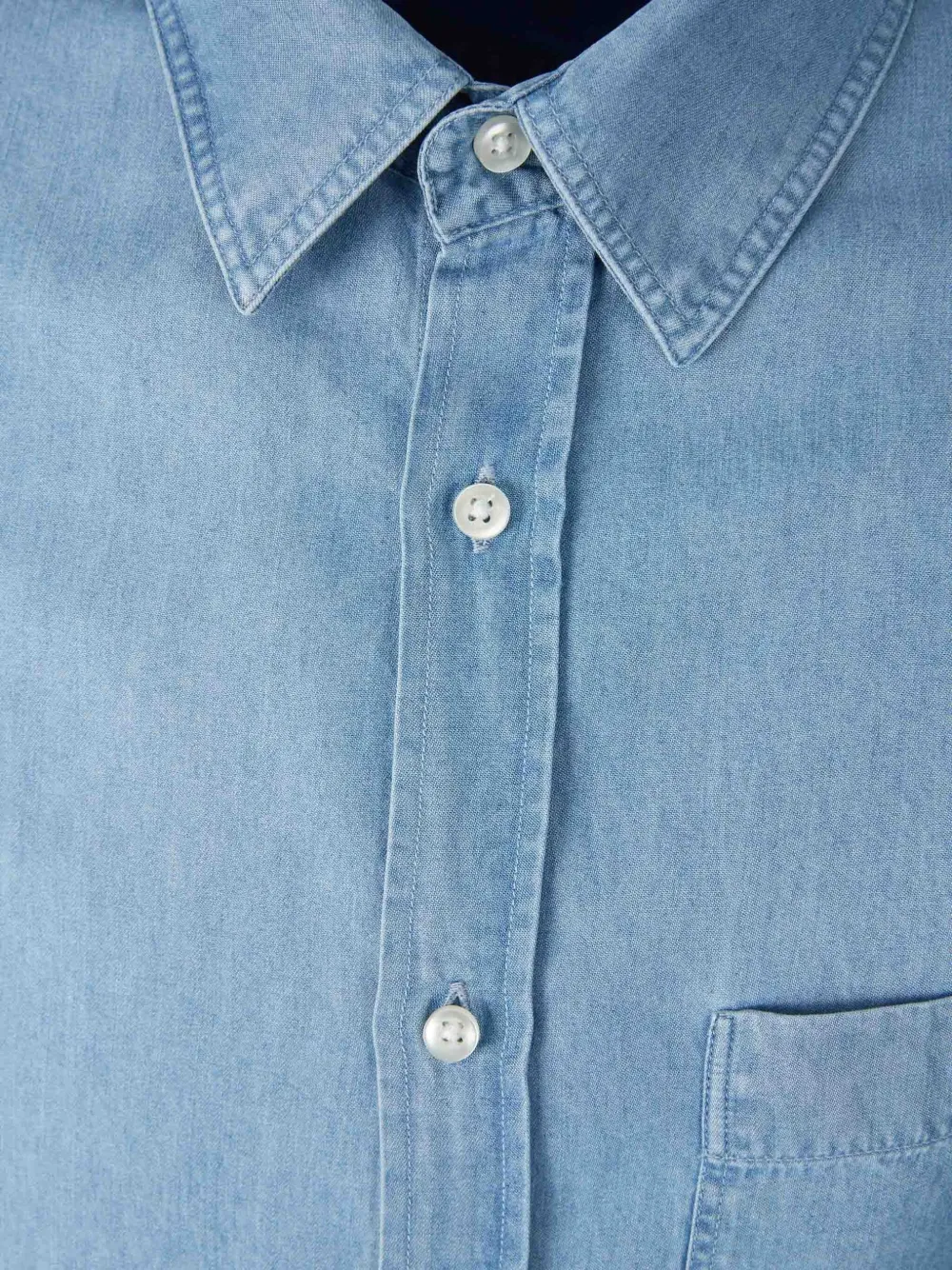 Officine Generale Denim overhemd met zak Blauw