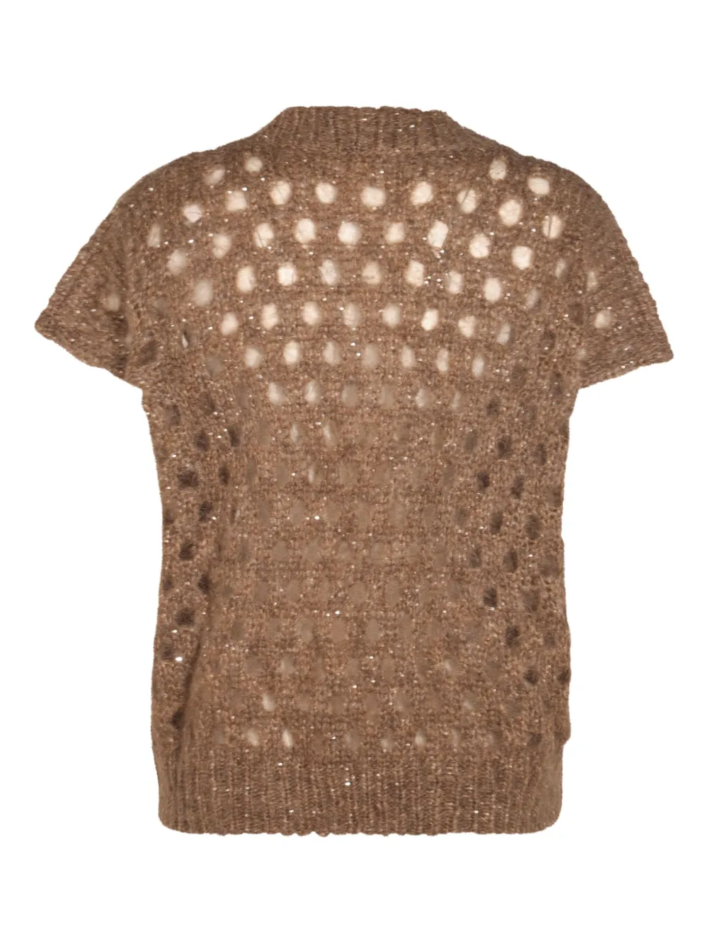Brunello Cucinelli Opengebreide trui met V-hals Bruin