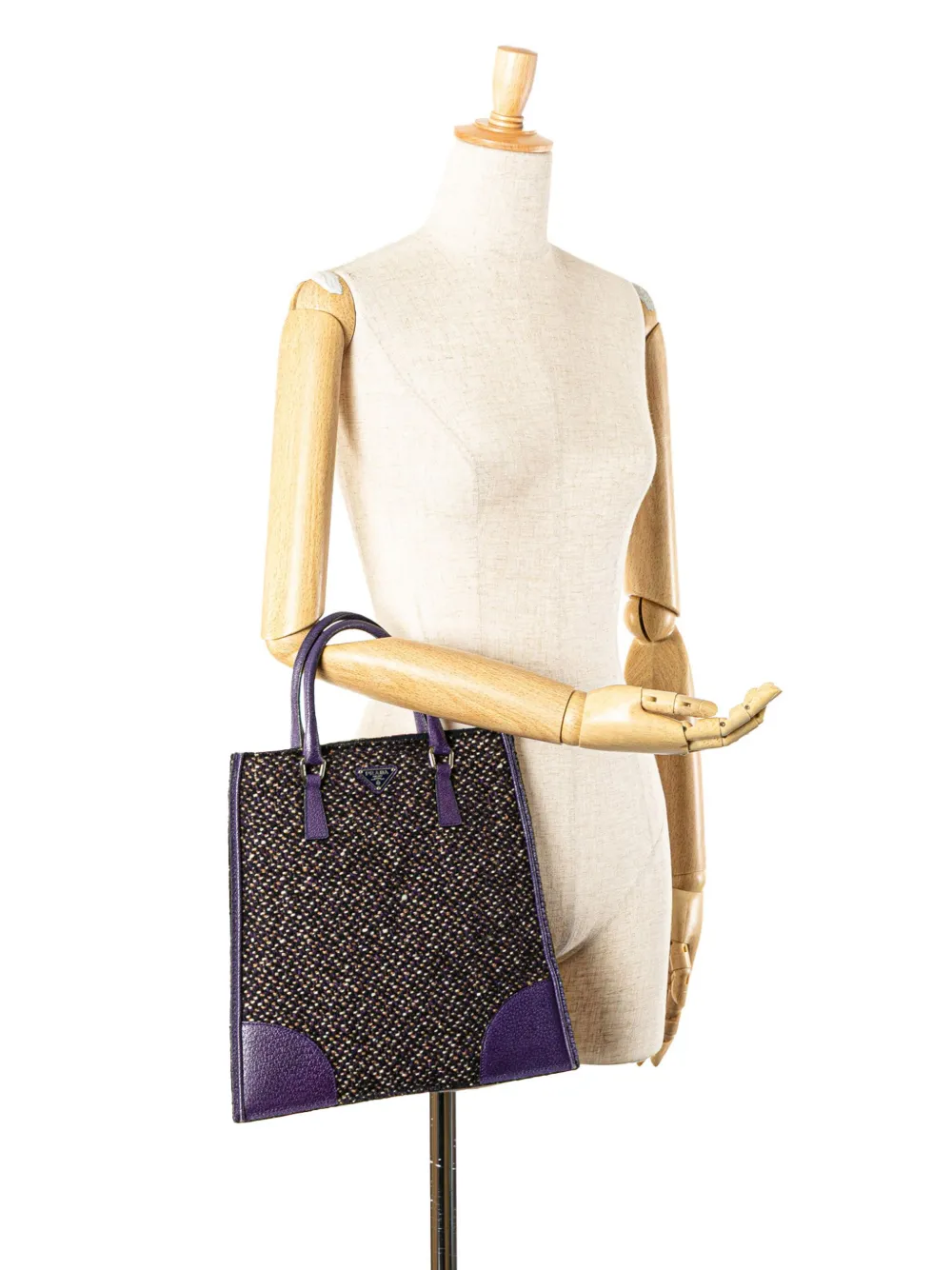 Prada Pre-Owned 2000-2013 Vitello Trimmed Tweed Flat tote bag | Pre-Owned | Image 2