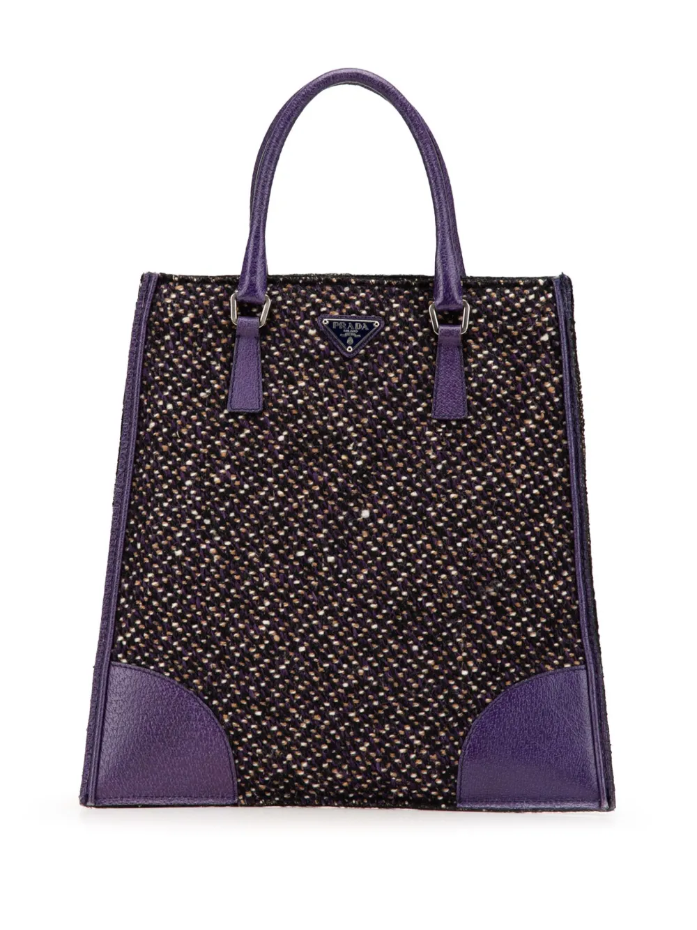 Prada Pre-Owned 2000-2013 Vitello Trimmed Tweed Flat tote bag | Purple | Image 1