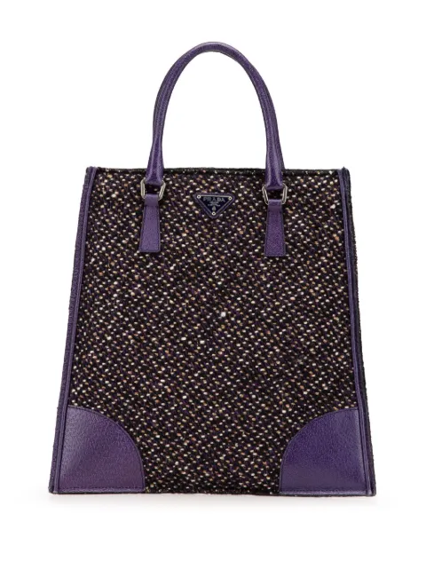 Prada Pre-Owned 2000-2013 Vitello Trimmed Tweed Flat tote bag