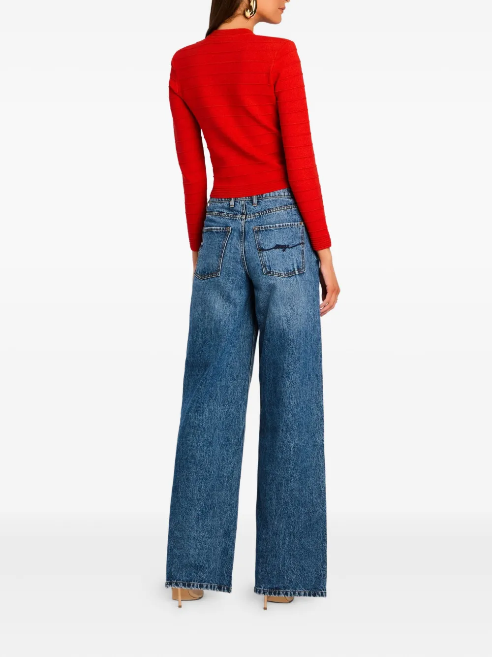 Retroféte Ribbed Gold-button Jacket In Red