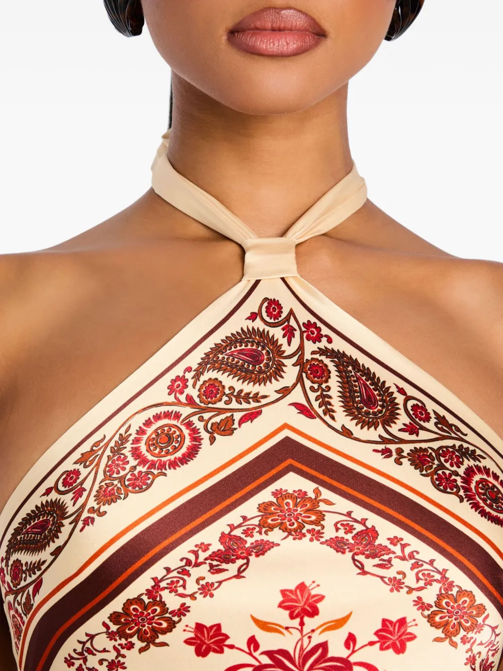 Retroféte Adelaide Floral Silk Halter Mini Dress In Multi