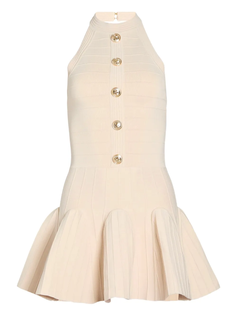 Retroféte Andy Button-front Pleated Mini Dress In Neutral